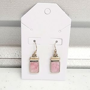 Pink enamel dangle earrings